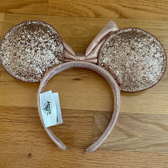 Disney Parks Briar Rose Gold Glitter Minnie Mouse Ears Headband - Picture 2 of 7